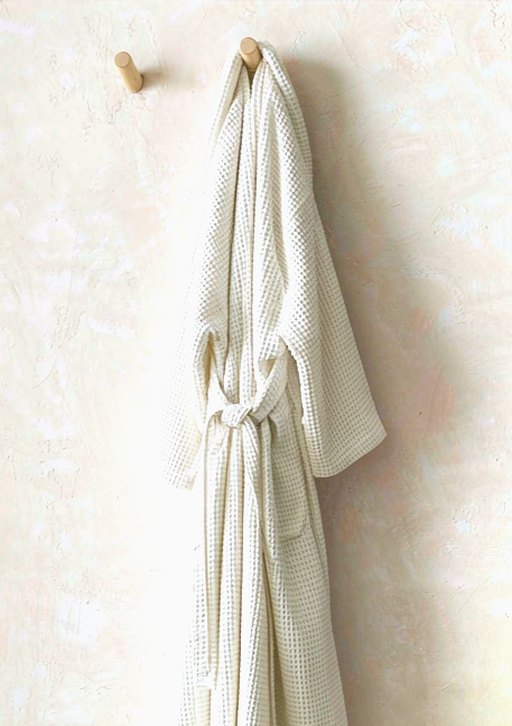 Waffle Bath Robe in Chalk