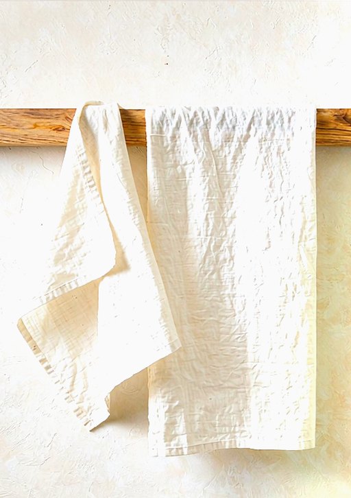 Linen Tea Towel Set of Two in Ivory